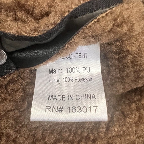 Princess Polly Size 4 Faux Leather Shearling Crop Jacket Black Edgy Moto Sherpa - Picture 12 of 13